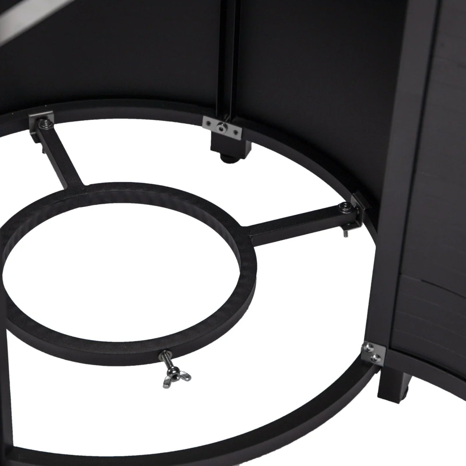 Walbrooke Modern Round Tank Holder Table with Tempered Glass Top and Powder Coated Aluminum Slats Design - Elax Furniture