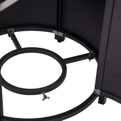 Walbrooke Modern Round Tank Holder Table with Tempered Glass Top and Powder Coated Aluminum Slats Design - Elax Furniture