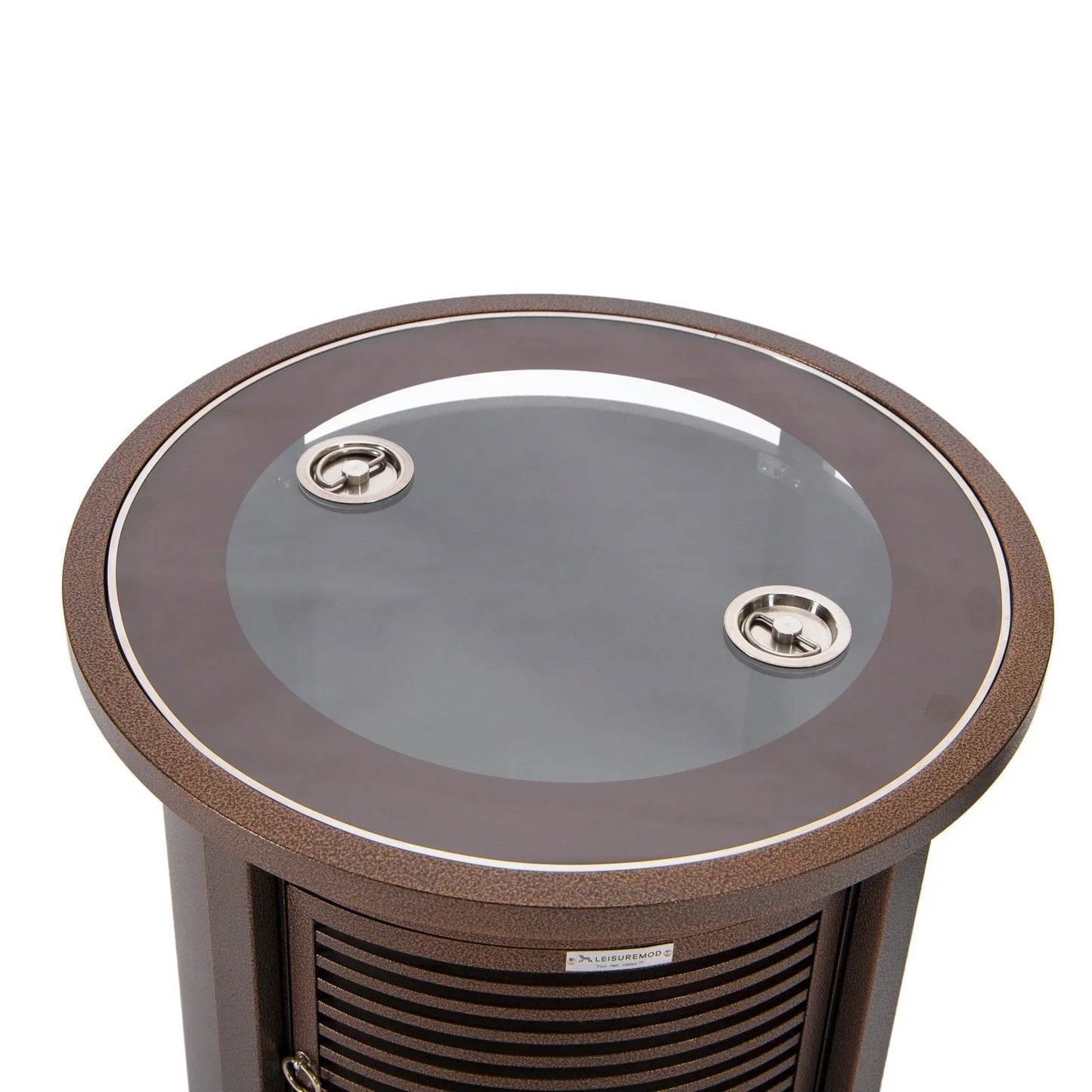 Walbrooke Modern Round Tank Holder Table with Tempered Glass Top and Powder Coated Aluminum Slats Design - Elax Furniture