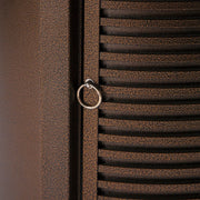 Walbrooke Modern Round Tank Holder Table with Tempered Glass Top and Powder Coated Aluminum Slats Design - Elax Furniture