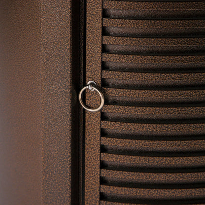 Walbrooke Modern Round Tank Holder Table with Tempered Glass Top and Powder Coated Aluminum Slats Design - Elax Furniture