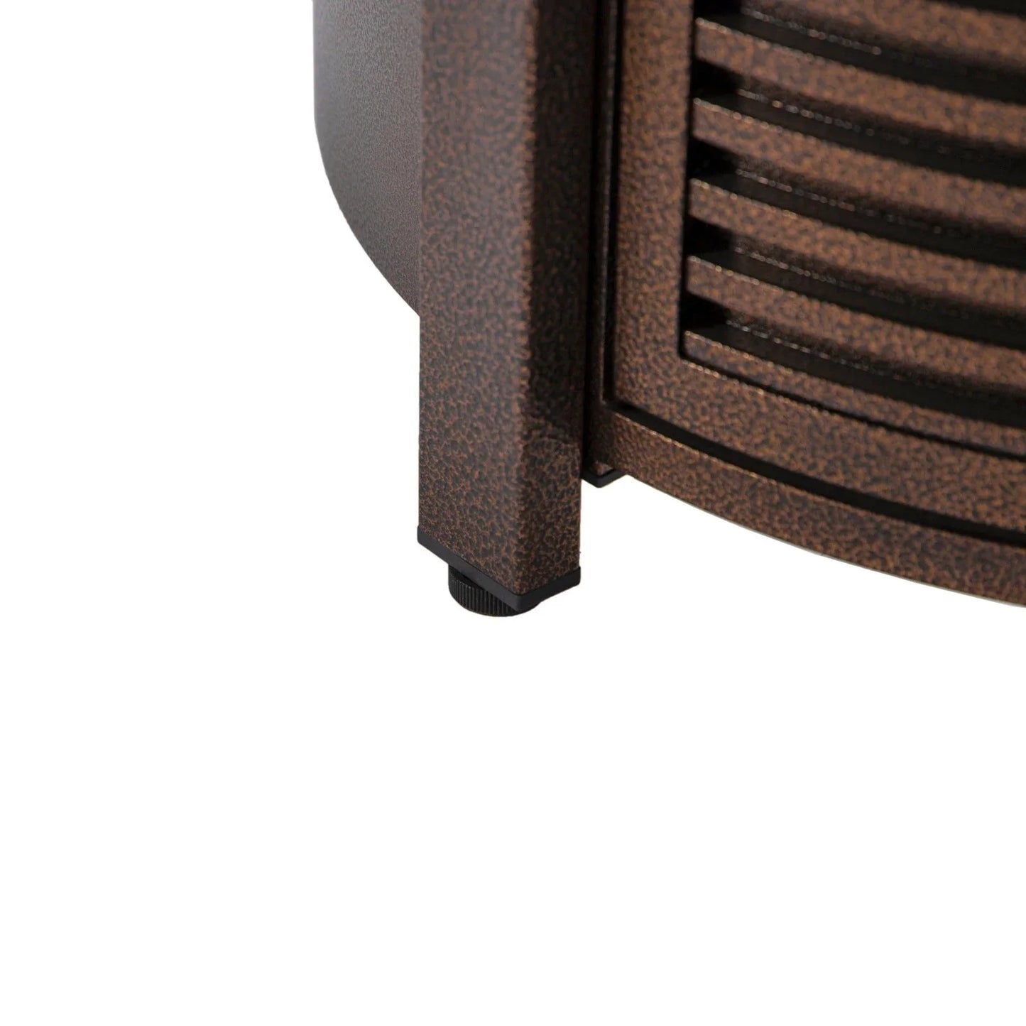 Walbrooke Modern Round Tank Holder Table with Tempered Glass Top and Powder Coated Aluminum Slats Design - Elax Furniture