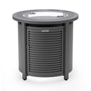 Walbrooke Modern Round Tank Holder Table with Tempered Glass Top and Powder Coated Aluminum Slats Design - Elax Furniture