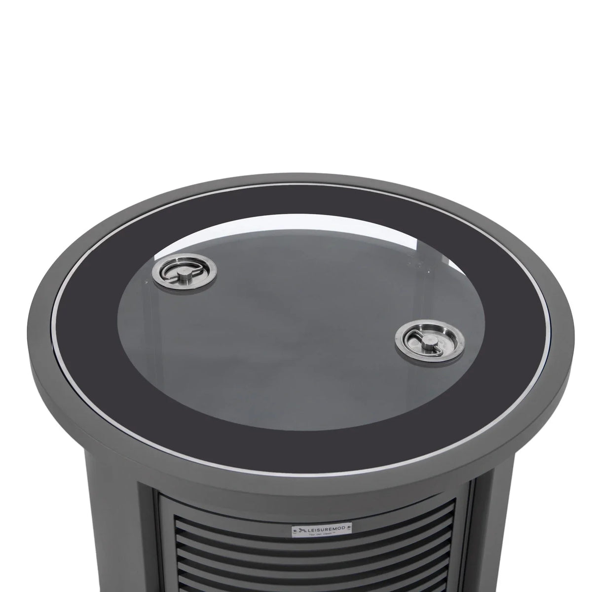 Walbrooke Modern Round Tank Holder Table with Tempered Glass Top and Powder Coated Aluminum Slats Design - Elax Furniture