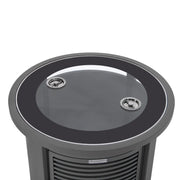 Walbrooke Modern Round Tank Holder Table with Tempered Glass Top and Powder Coated Aluminum Slats Design - Elax Furniture