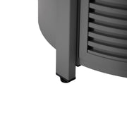 Walbrooke Modern Round Tank Holder Table with Tempered Glass Top and Powder Coated Aluminum Slats Design - Elax Furniture