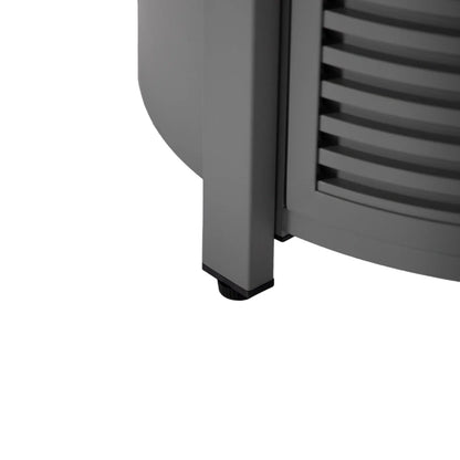 Walbrooke Modern Round Tank Holder Table with Tempered Glass Top and Powder Coated Aluminum Slats Design - Elax Furniture