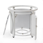 Walbrooke Modern Round Tank Holder Table with Tempered Glass Top and Powder Coated Aluminum Slats Design - Elax Furniture
