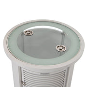 Walbrooke Modern Round Tank Holder Table with Tempered Glass Top and Powder Coated Aluminum Slats Design - Elax Furniture
