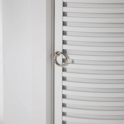 Walbrooke Modern Round Tank Holder Table with Tempered Glass Top and Powder Coated Aluminum Slats Design - Elax Furniture