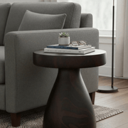 Wisp 16" Modern Wide Round Fiberstone Hourglass Design Side Table - Stylish Accent End Table Pottery Red Side Table Leisuremod