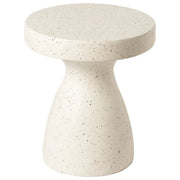 Wisp 16" Modern Wide Round Fiberstone Hourglass Design Side Table - Stylish Accent End Table Terrazzo White Side Table Leisuremod