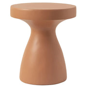 Wisp 16" Modern Wide Round Fiberstone Hourglass Design Side Table - Stylish Accent End Table Pink Side Table Leisuremod
