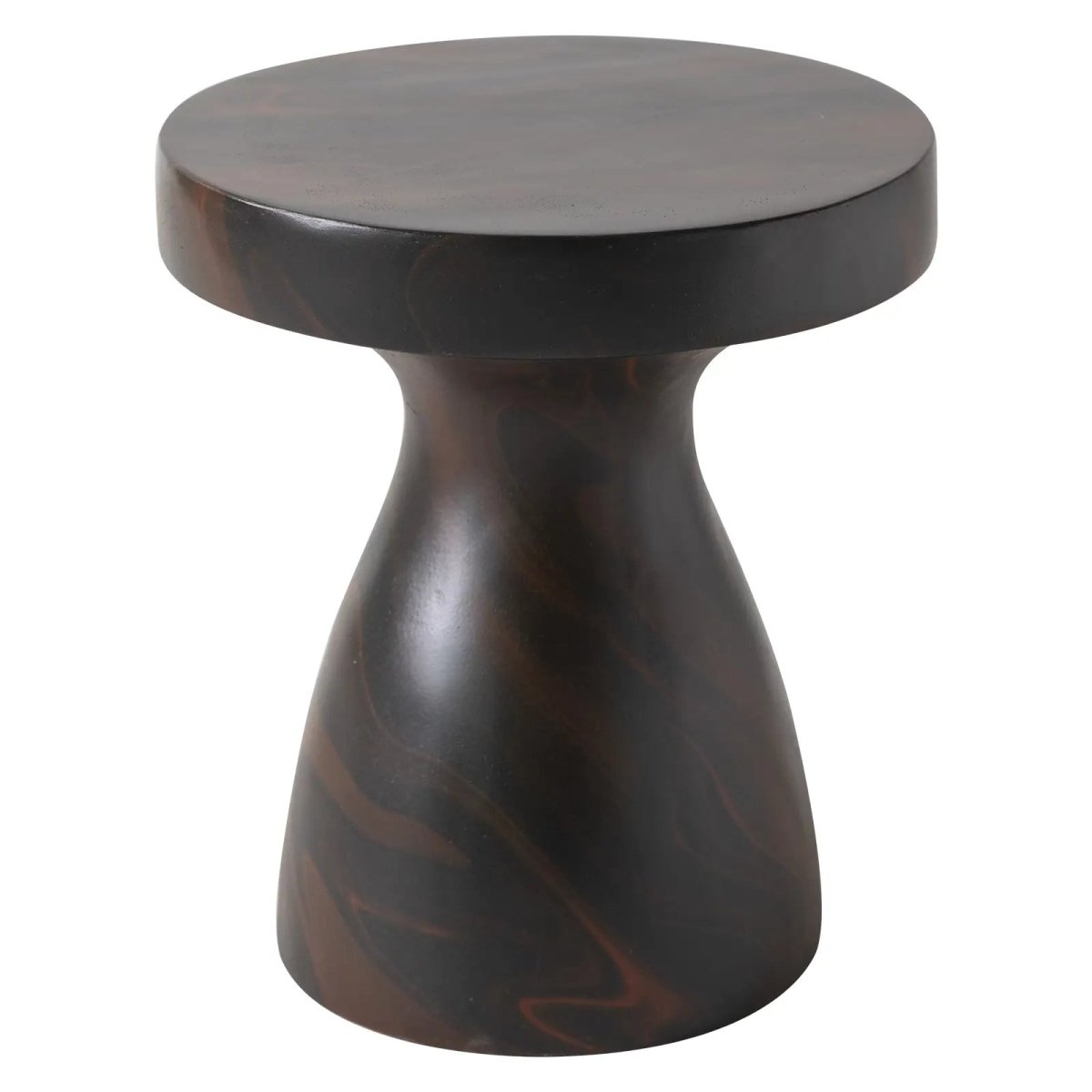 Wisp 16" Modern Wide Round Fiberstone Hourglass Design Side Table - Stylish Accent End Table Pottery Red Side Table Leisuremod