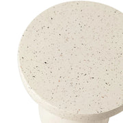 Wisp 16" Modern Wide Round Fiberstone Hourglass Design Side Table - Stylish Accent End Table Terrazzo White Side Table Leisuremod