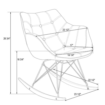 Willow Modern Petite Twill Upholstered Fabric/Velvet with Eiffel Base Rocking Chair - Elax Furniture