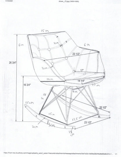 Willow Modern Petite Twill Upholstered Fabric/Velvet with Eiffel Base Rocking Chair - Elax Furniture