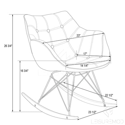 Willow Modern Petite Twill Upholstered Fabric/Velvet with Eiffel Base Rocking Chair - Elax Furniture