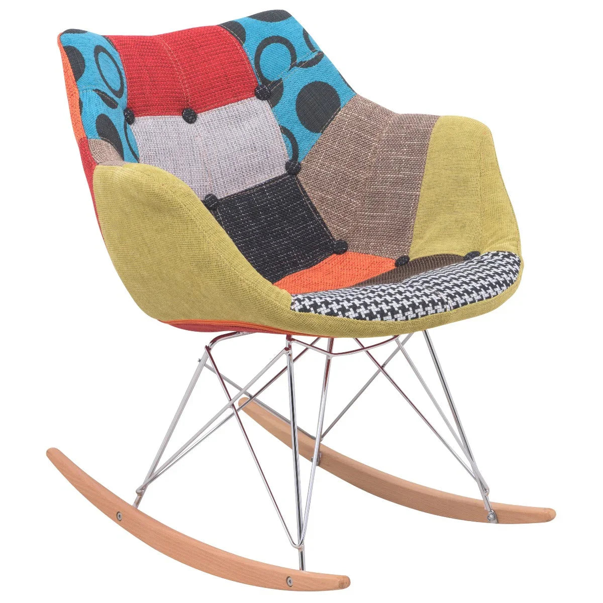 Willow Modern Petite Twill Upholstered Fabric/Velvet with Eiffel Base Rocking Chair - Elax Furniture
