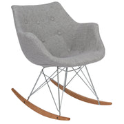 Willow Modern Petite Twill Upholstered Fabric/Velvet with Eiffel Base Rocking Chair - Elax Furniture