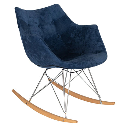 Willow Modern Petite Twill Upholstered Fabric/Velvet with Eiffel Base Rocking Chair - Elax Furniture