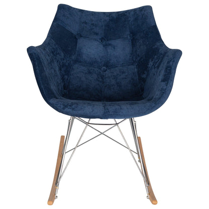 Willow Modern Petite Twill Upholstered Fabric/Velvet with Eiffel Base Rocking Chair - Elax Furniture