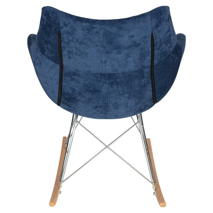 Willow Modern Petite Twill Upholstered Fabric/Velvet with Eiffel Base Rocking Chair - Elax Furniture