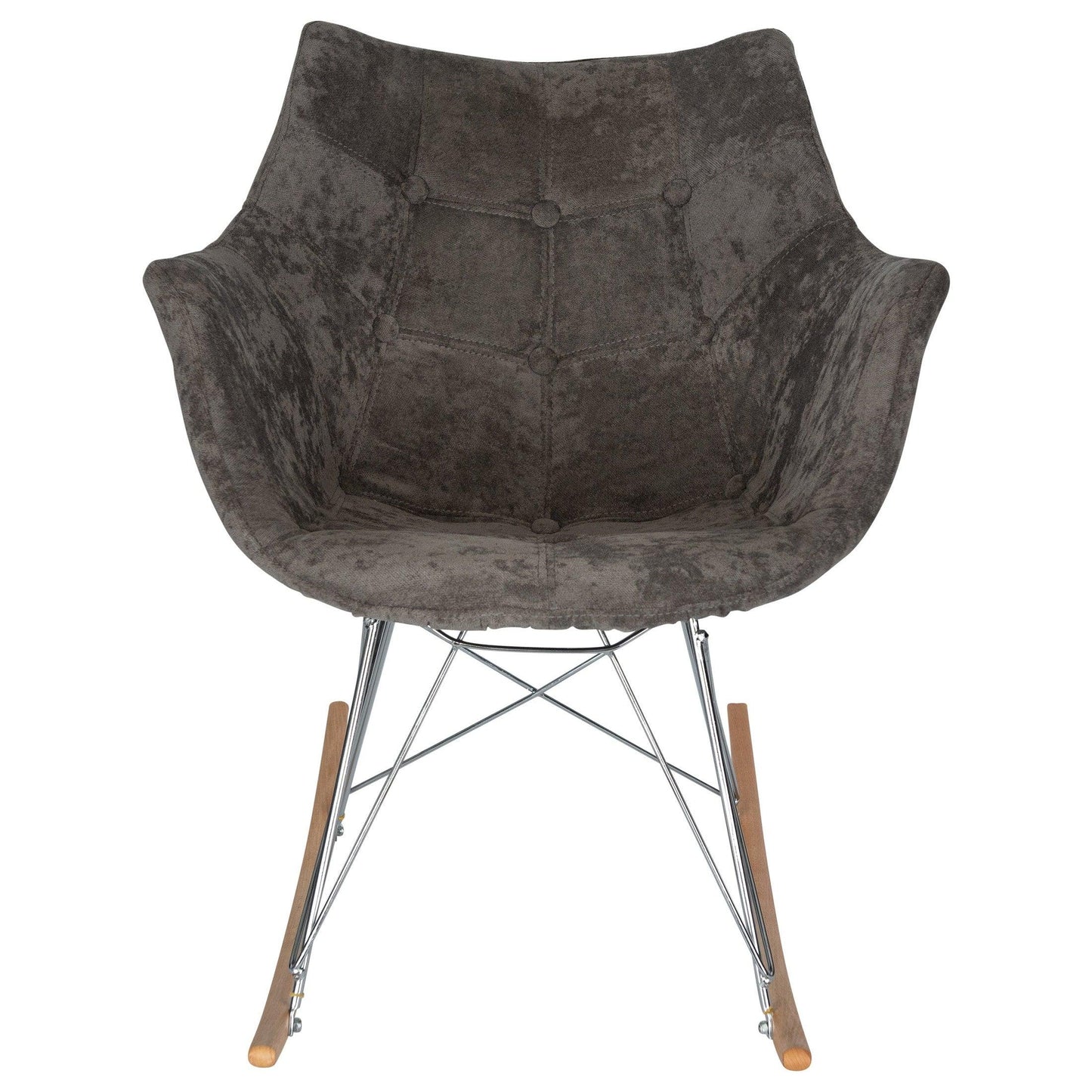 Willow Modern Petite Twill Upholstered Fabric/Velvet with Eiffel Base Rocking Chair - Elax Furniture