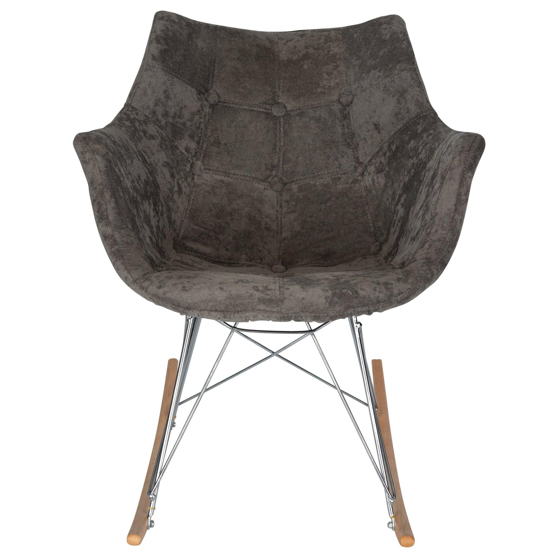 Willow Modern Petite Twill Upholstered Fabric/Velvet with Eiffel Base Rocking Chair - Elax Furniture
