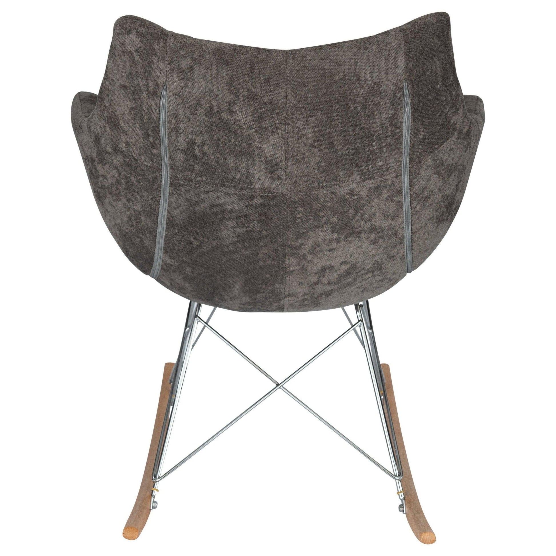 Willow Modern Petite Twill Upholstered Fabric/Velvet with Eiffel Base Rocking Chair - Elax Furniture