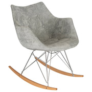 Willow Modern Petite Twill Upholstered Fabric/Velvet with Eiffel Base Rocking Chair - Elax Furniture