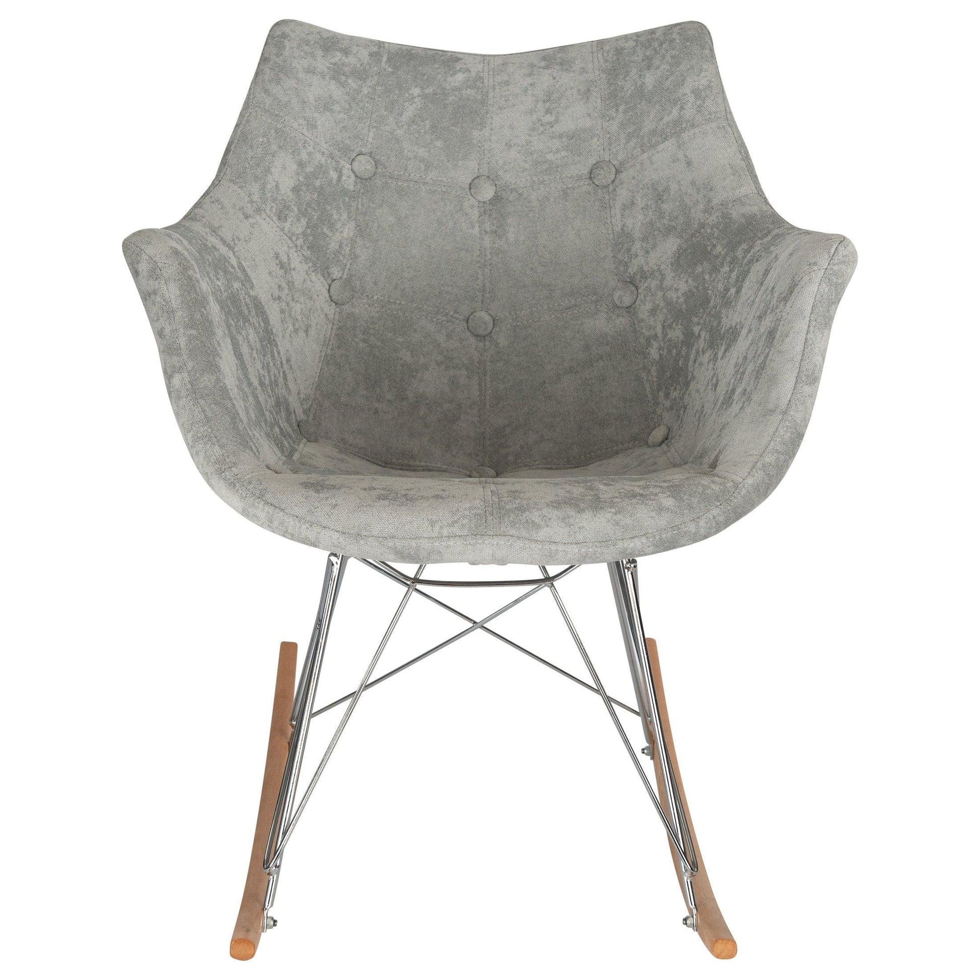 Willow Modern Petite Twill Upholstered Fabric/Velvet with Eiffel Base Rocking Chair - Elax Furniture