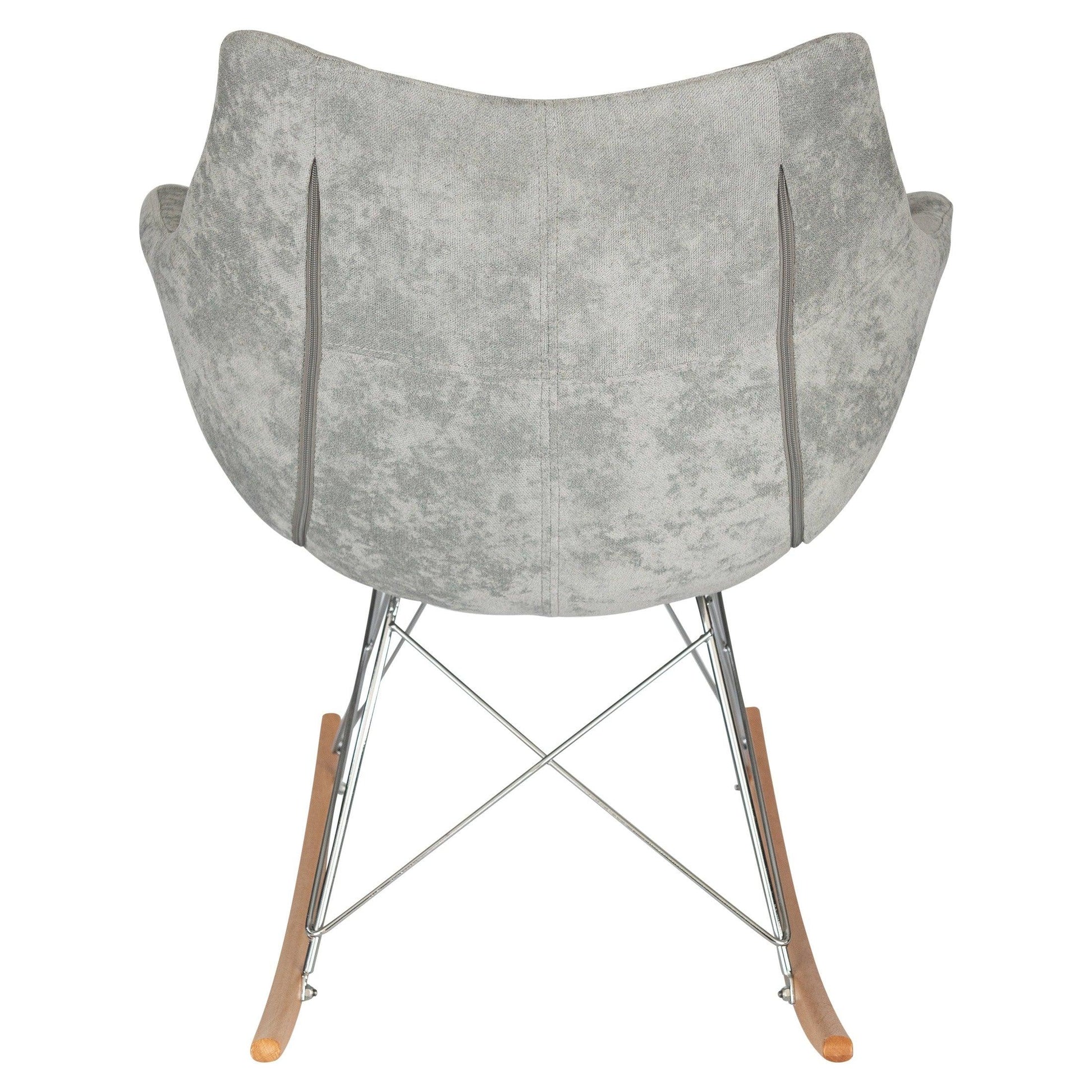 Willow Modern Petite Twill Upholstered Fabric/Velvet with Eiffel Base Rocking Chair - Elax Furniture