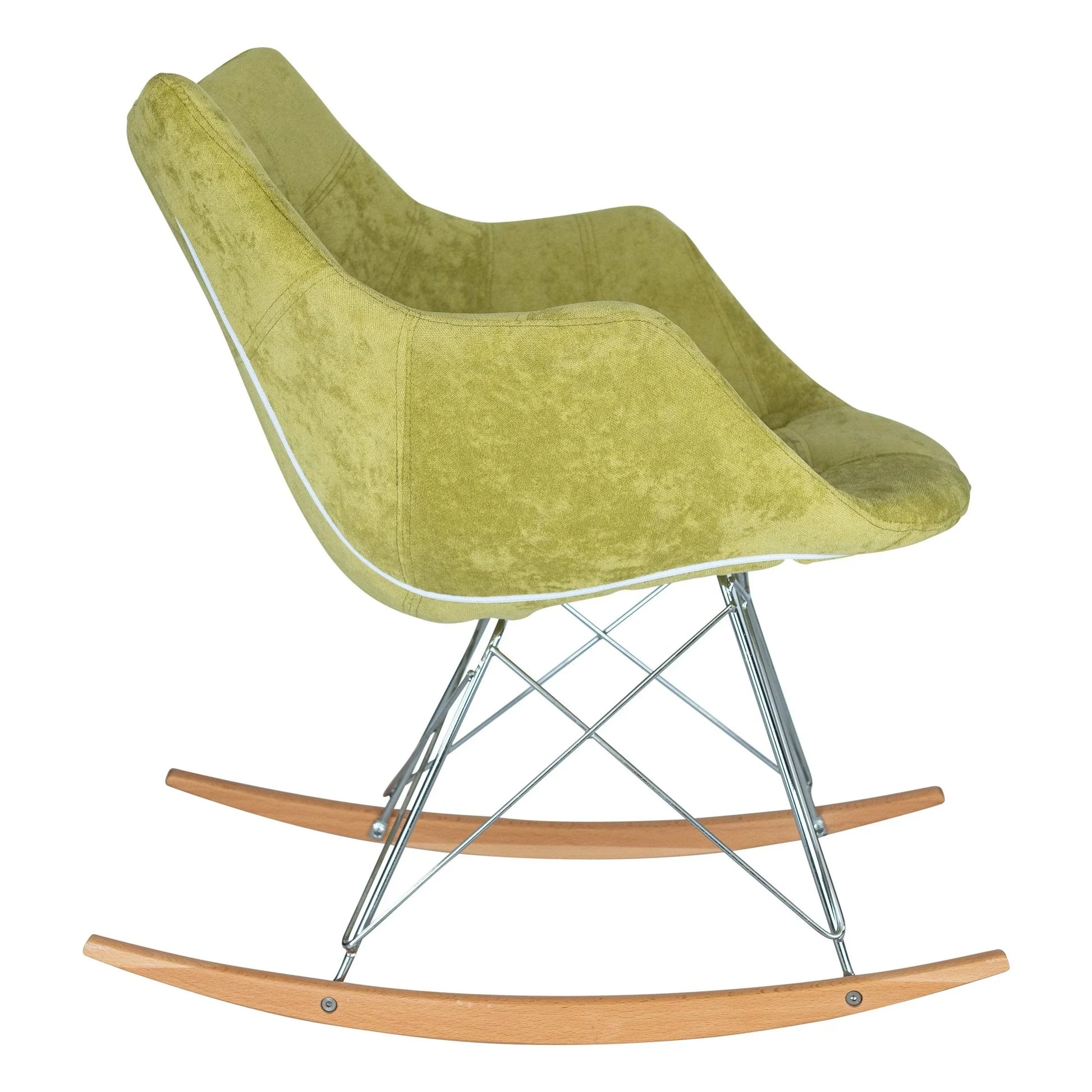 Willow Modern Petite Twill Upholstered Fabric/Velvet with Eiffel Base Rocking Chair - Elax Furniture