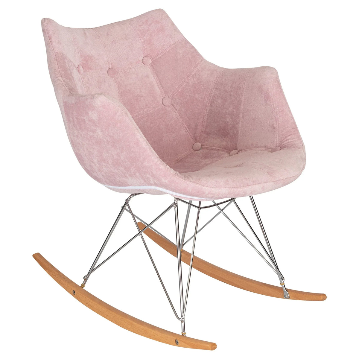 Willow Modern Petite Twill Upholstered Fabric/Velvet with Eiffel Base Rocking Chair - Elax Furniture