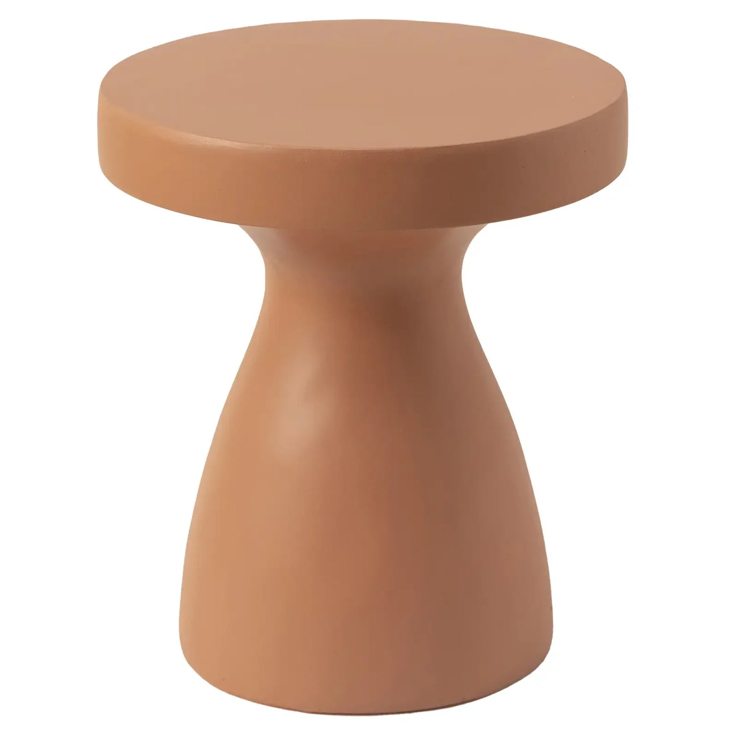 Wisp 16" Modern Wide Round Fiberstone Hourglass Design Side Table