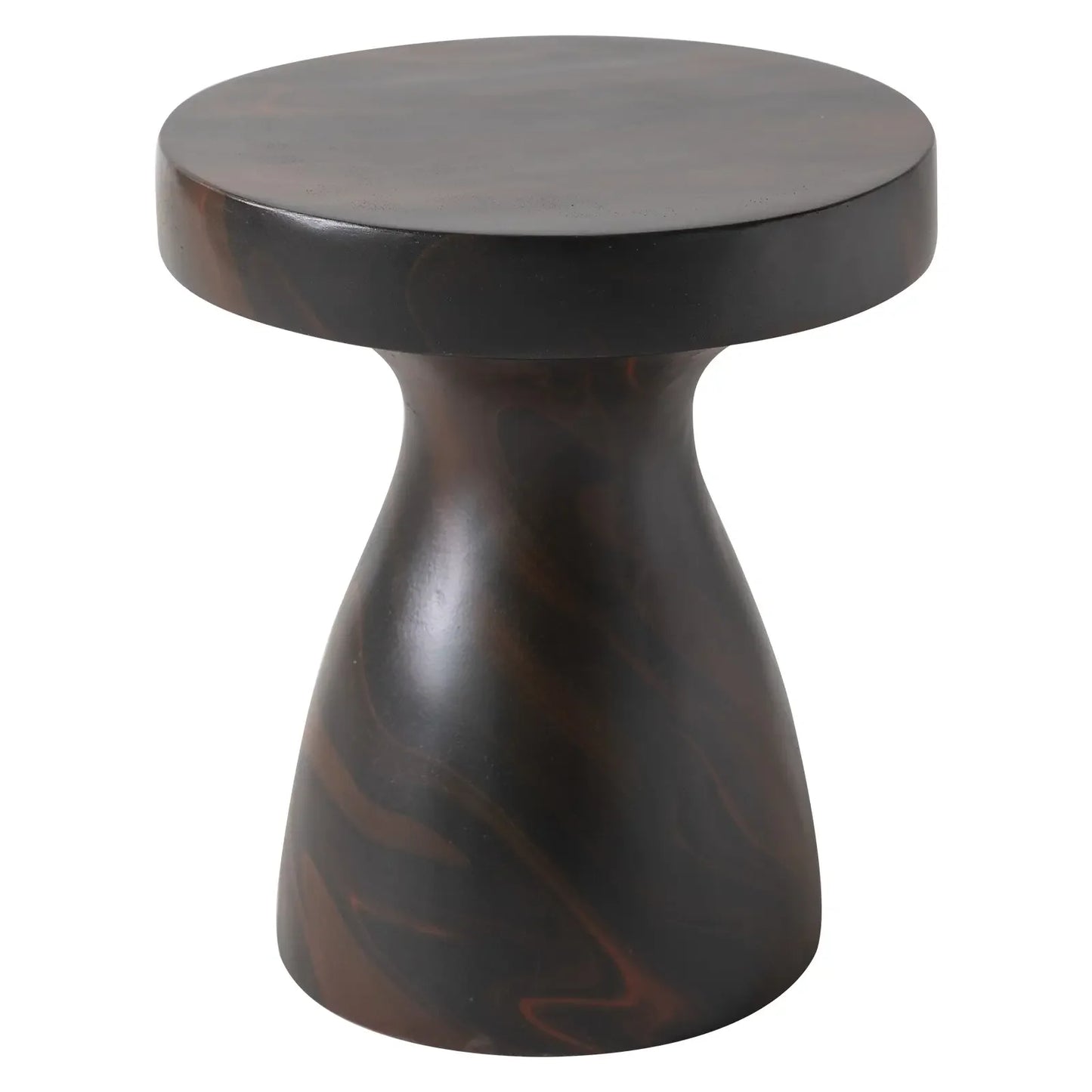 Wisp 16" Modern Wide Round Fiberstone Hourglass Design Side Table