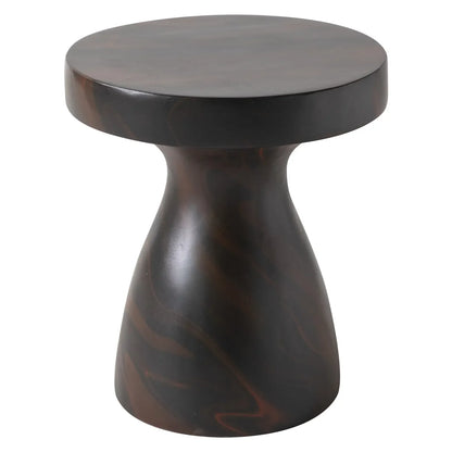 Wisp 16" Modern Wide Round Fiberstone Hourglass Design Side Table