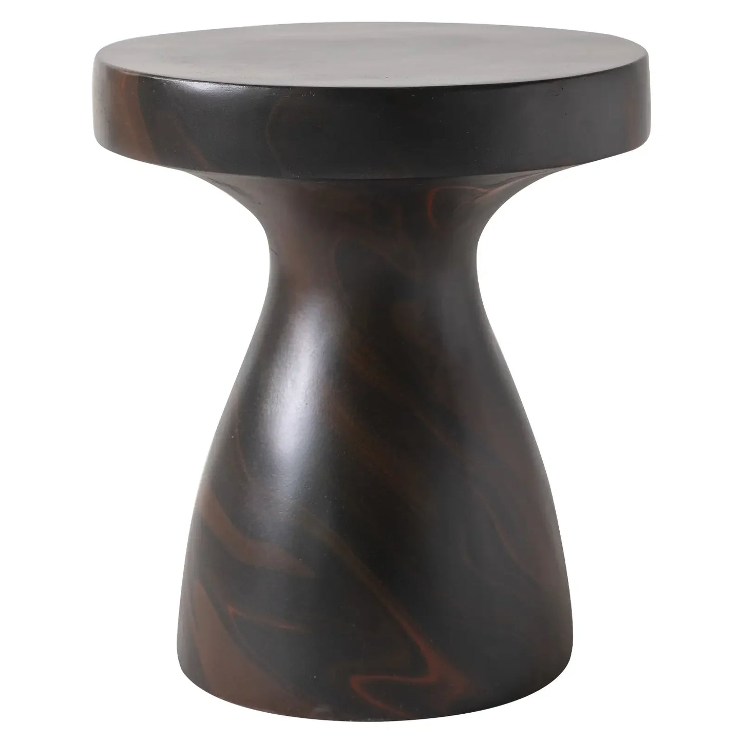 Wisp 16" Modern Wide Round Fiberstone Hourglass Design Side Table