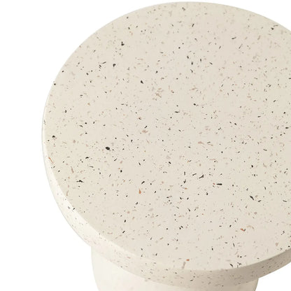 Wisp 16" Modern Wide Round Fiberstone Hourglass Design Side Table