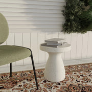 Wisp 16" Modern Wide Round Fiberstone Hourglass Design Side Table