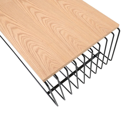 Walden Rectangular Coffee Table with Ash Wood Tabletop in Black Steel Frame - Elax Furniture