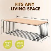 Walden Rectangular Coffee Table with Ash Wood Tabletop in Black Steel Frame - Elax Furniture