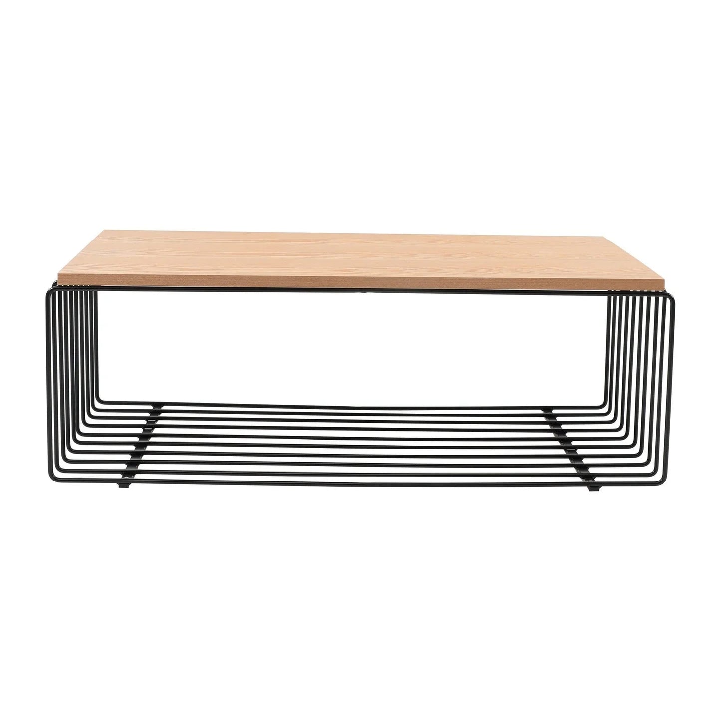 Walden Rectangular Coffee Table with Ash Wood Tabletop in Black Steel Frame - Elax Furniture