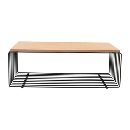 Walden Rectangular Coffee Table with Ash Wood Tabletop in Black Steel Frame - Elax Furniture