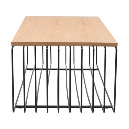 Walden Rectangular Coffee Table with Ash Wood Tabletop in Black Steel Frame - Elax Furniture