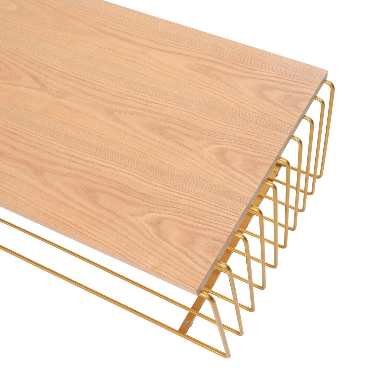 Walden Rectangular Coffee Table with Ash Wood Tabletop in Black Steel Frame - Elax Furniture