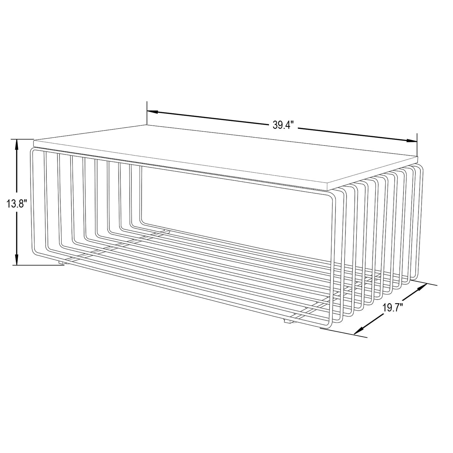 Walden Rectangular Coffee Table with Ash Wood Tabletop in Black Steel Frame - Elax Furniture