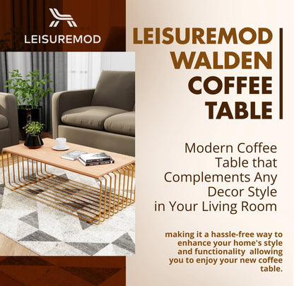 Walden Rectangular Coffee Table with Ash Wood Tabletop in Black Steel Frame - Elax Furniture