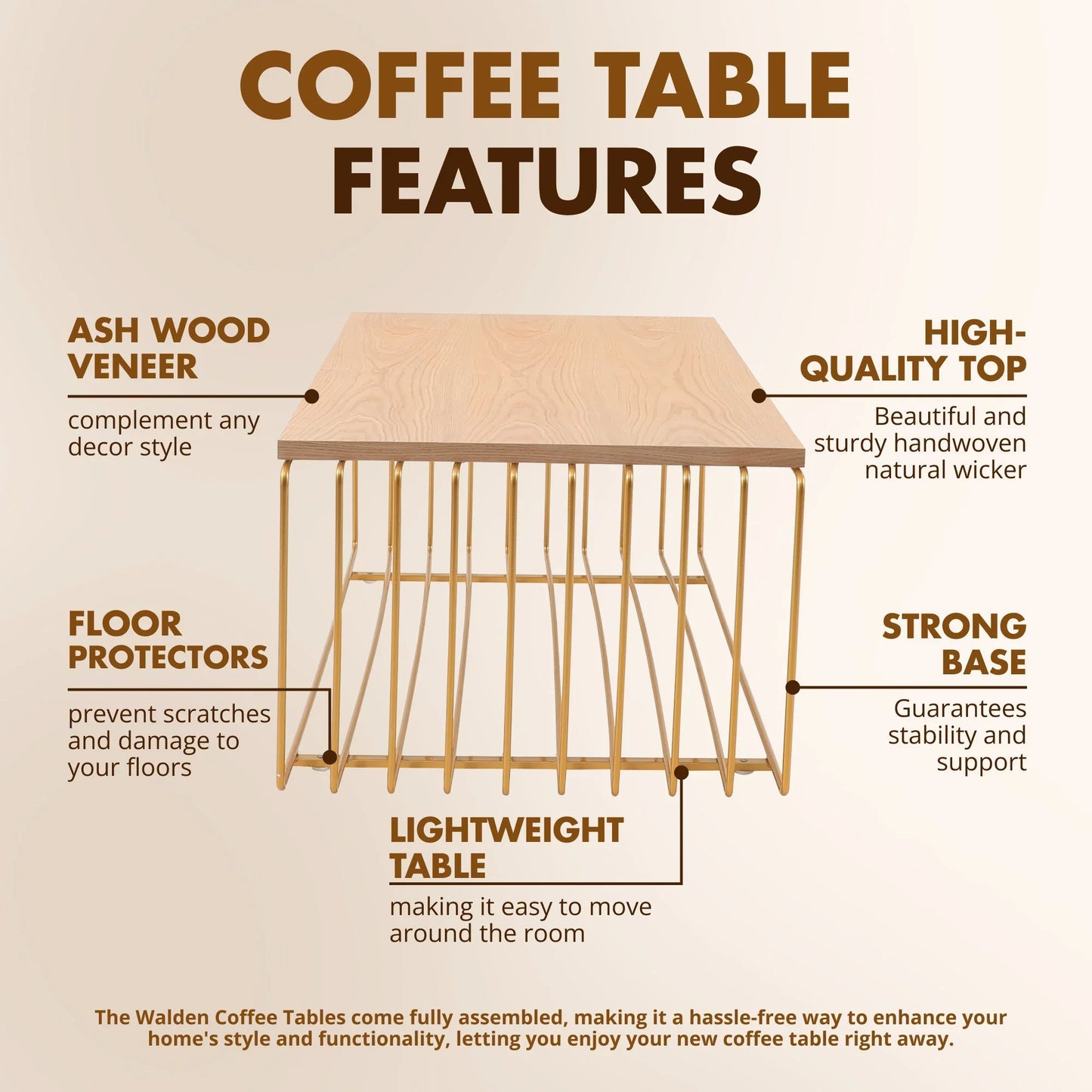 Walden Rectangular Coffee Table with Ash Wood Tabletop in Black Steel Frame - Elax Furniture